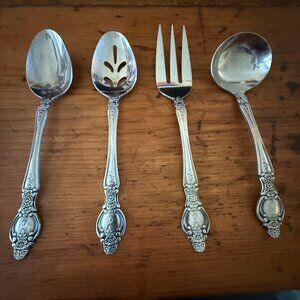 Vintage Rogers Stanley Roberts Floral Stainless Steel Serving Utensil Set